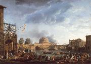 Claude-joseph Vernet A Sporting Contest on the Tiber at Rome oil on canvas